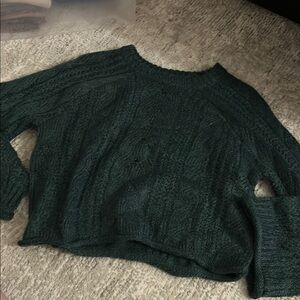 Women's Green Cable Knit Sweater